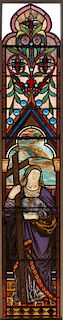LATE 19TH C. GOTHIC STYLE STAINED GLASS WINDOW