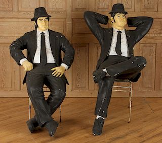 PAIR LIFE SIZE COMPOSITE BLUES BROTHERS STATUES