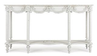 A Neoclassical Style Painted Console Table, Height 32 1/4 x width 58 3/4 x depth 13 3/8 inches.