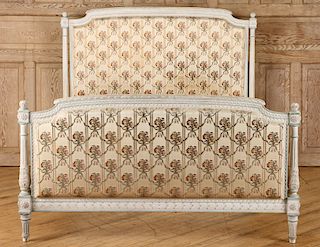 FULL SIZE LOUIS XVI STYLE CARVED PAINTED BED