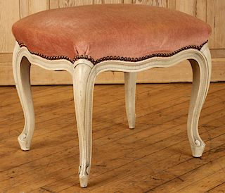FRENCH CARVED LOUIS XV STYLE UPHOLSTERED STOOL