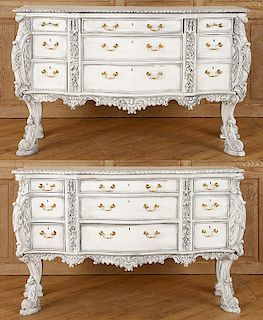 PAIR BAROQUE STYLE PAINTED CHEST OF DRAWERS