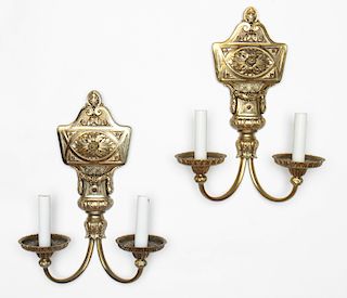 PAIR NEOCLASSICAL STYLE 2 ARM WALL SCONCES C.1940