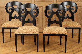 SET 4 BIEDERMEIER STYLE DINING CHAIRS CARVED BACK