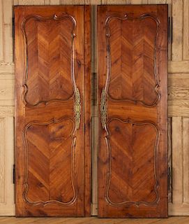 PAIR 19TH C. FRENCH CHERRY ARMOIRE DOORS CARVED