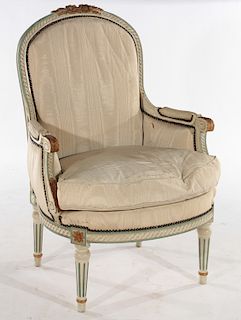 FRENCH LOUIS XVI STYLE BERGERE CHAIR C.1920
