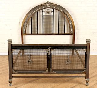 FRENCH BRONZE AND IRON FULL SIZE BED C.1910