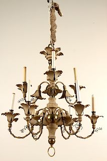 PAINTED IRON BRASS CHANDELIER BILLY HAINES STYLE
