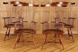 FOUR OAK WINDSOR CHAIRS BY FREDERICK DUCKLOE