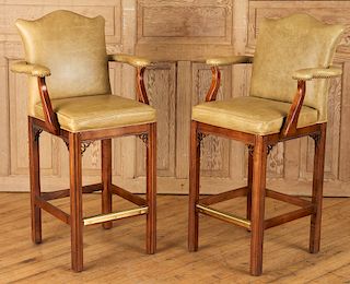 PAIR OPEN ARM BAR STOOLS LABELED CENTURY
