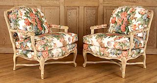 PAIR FRENCH OPEN ARM CHAIRS BY WESLEY HALL
