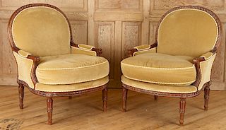 PAIR LOUIS XVI STYLE BERGERE CHAIRS BY CENTURY