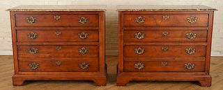 PAIR OF 4 DRAWER MARBLE TOP COMMODES BY CENTURY
