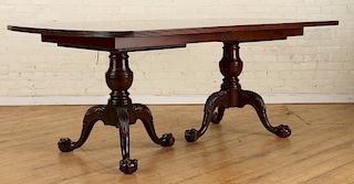 MAHOGANY DOUBLE PEDESTAL DINING TABLE BY CENTURY