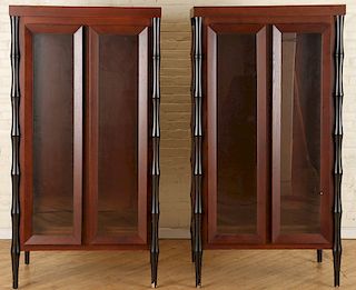 PAIR GLASS FRONT CABINETS MANNER OF BILLY HAINES