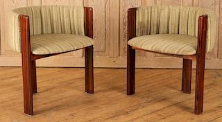 PAIR MID CENTURY MODERN ROSEWOOD ARM CHAIRS C1960