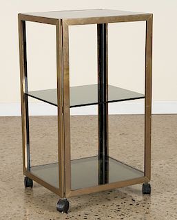 PETITE BRASS END TABLE SMOKED GLASS C.1970