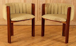 PAIR MID CENTURY MODERN ROSEWOOD ARM CHAIRS C1960