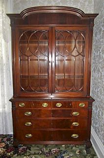 A Federal Style Mahogany Bookcase, Height 83 x width 48 x depth 20 3/4 inches.