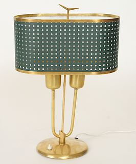 MID CENTURY MODERN BRASS PAINTED METAL TABLE LAMP