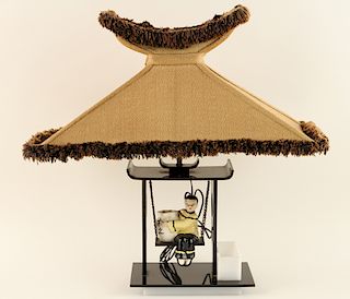 LUCITE TABLE LAMP PAGODA FORM SHADE C.1950