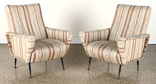 PAIR MID CENTURY MODERN SQUARE BACK CHAIRS C.1960