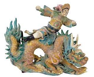 Chinese Hand Painted Terracotta Roof Tile