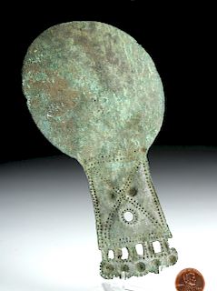 Greco-Etruscan Bronze Mirror - Decorated Handle