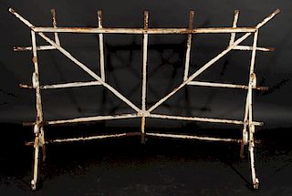 AN ANTIQUE IRON CANOPY AWNING AND BRACKETS 1940