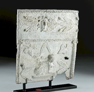 Roman Lead Sarcophagus Panel - Minerva & Sphinx