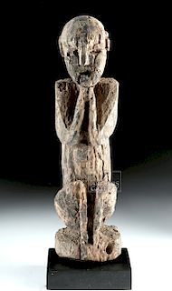Late 19th C. Nepalese Wood Squatting Guardian Figure