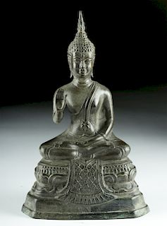Fine 18th C. Thai Brass Seated Buddha