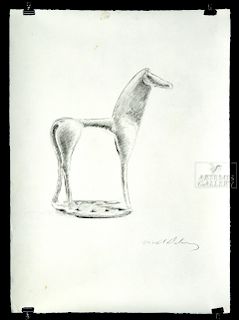 Contemporary Delaney Drawing of Greek Geometric Horse