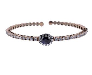 Platinum 14k Rose Gold Diamond Sapphire Bracelet