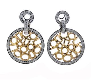 Schroeder 18K Gold Diamond Circle Dangle Earrings