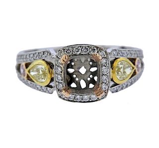 Michael Beaudry Platinum Gold Diamond Engagement Ring Setting