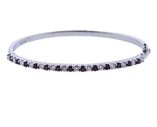 14K Gold Diamond Ruby Bangle Bracelet