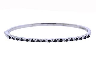 14K Gold Diamond Sapphire Bangle Bracelet
