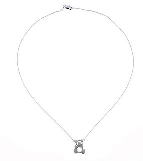 18K Gold Diamond Teddy Bear Pendant Necklace 