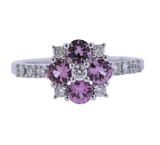 14K Gold Diamond Pink Sapphire Ring