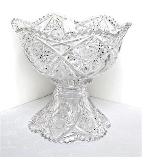 An American Brilliant Cut Glass Centerpiece Bowl, Egginton, Height 11 x diameter 12 inches.