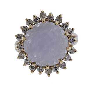14k Gold Lavender Stone Diamond Ring 