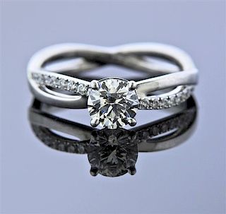 De Beers 0.73ct E VS1 Diamond Platinum Engagement Ring 