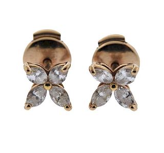 Tiffany &amp; Co Victoria 18k Rose Gold Diamond Earrings 