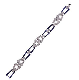 18K Gold Sapphire Diamond Bracelet 