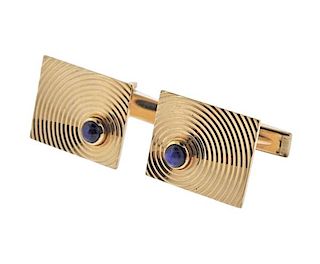 Retro Tiffany &amp; Co 14K Gold Sapphire Cufflinks