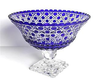 A Cut Crystal Stemmed Centerpiece Bowl, Height 9 x diameter 12 inches.