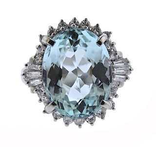 Platinum Diamond 9.82Ct Aquamarine Ring