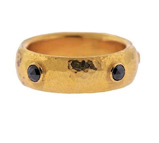Gurhan 24k Gold Black Diamond Band Ring 