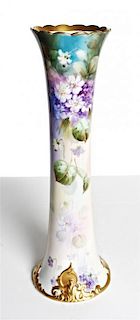 A Belleek Willets Porcelain Vase, Height 15 1/2 inches.